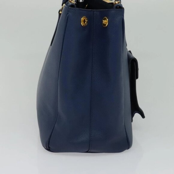 PRADA Hand Bag Safiano leather 2way Blue Gold Auth 125760 - Picture 4 of 14